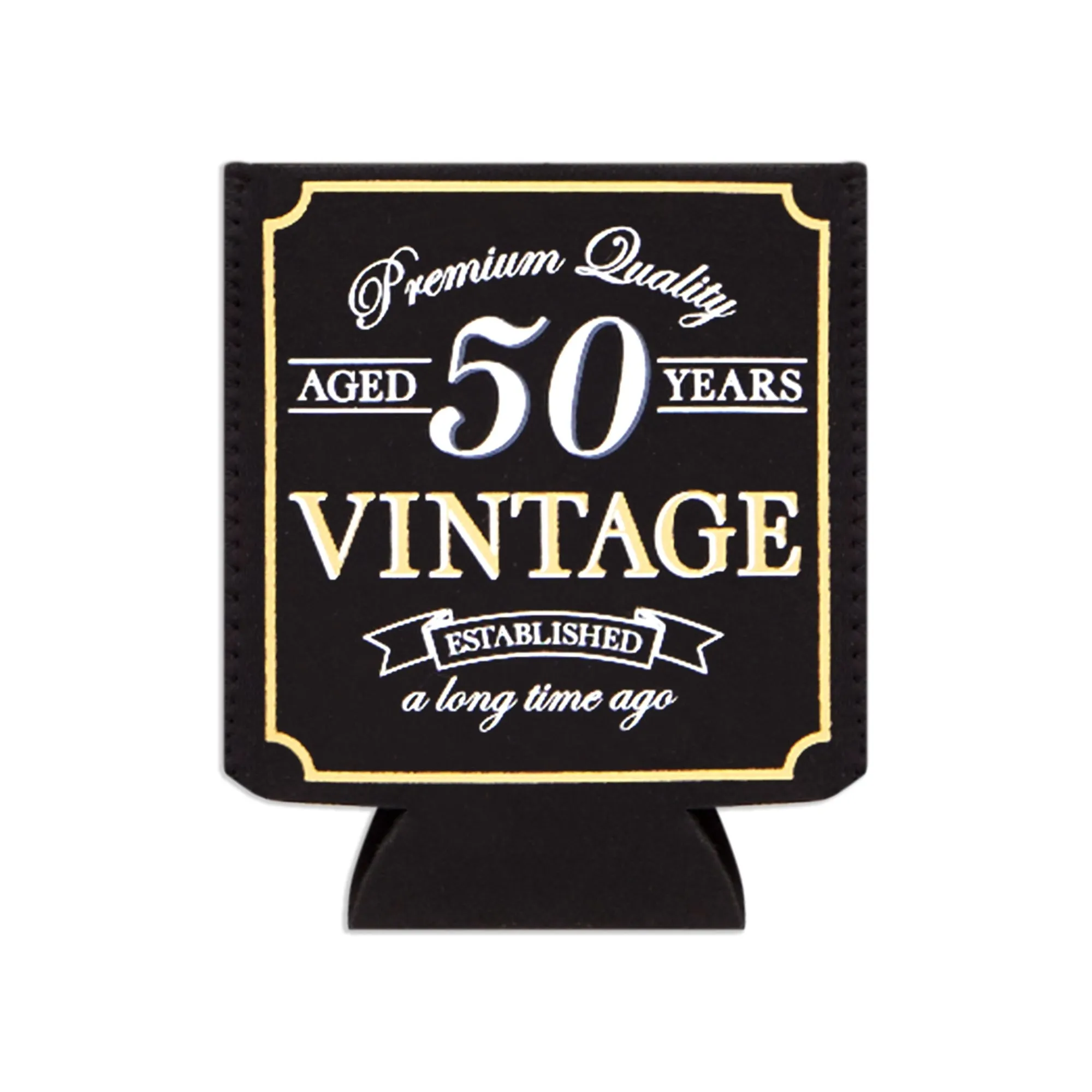 12-Pack 50th Birthday Can Cooler Sleeves for Soda Cans, Bottles - Cheers and Beers to 50 Years Decorations and Party Favors for Men, Women (Black and Gold, 3.8x5.3 in)