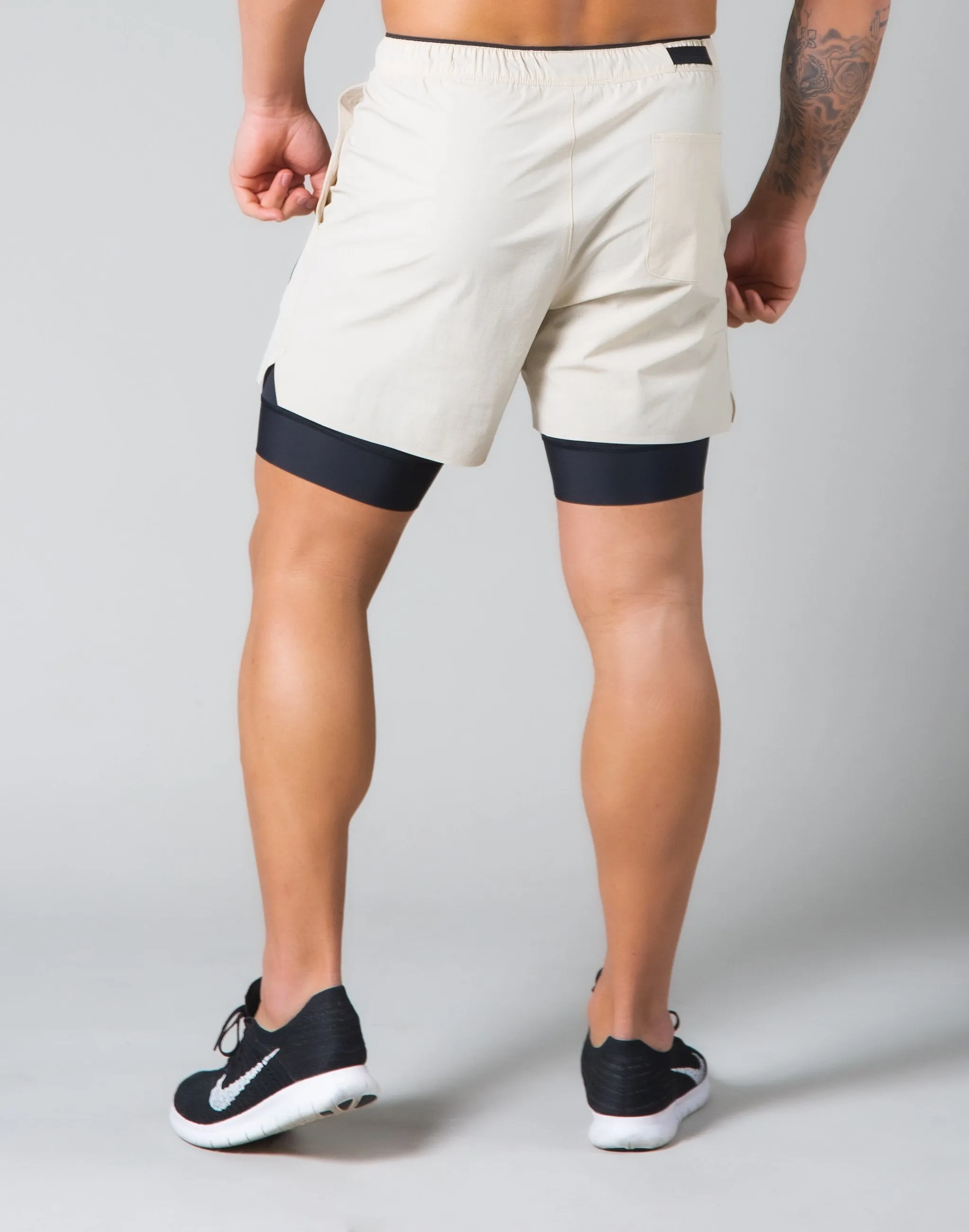 2Way Active Shorts / With Leggings - Light Beige