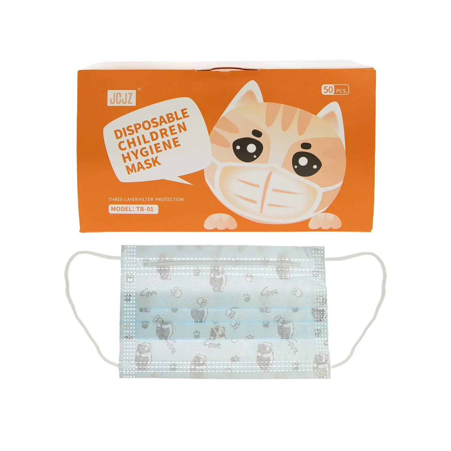 3-Ply Disposable Children Hygiene Mask, Kids Mask, 50 PCS - BOX - BLUE