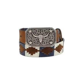 3D Belt Boy's Southwestern Pattern Lacing Brown Leather Belt D120001602