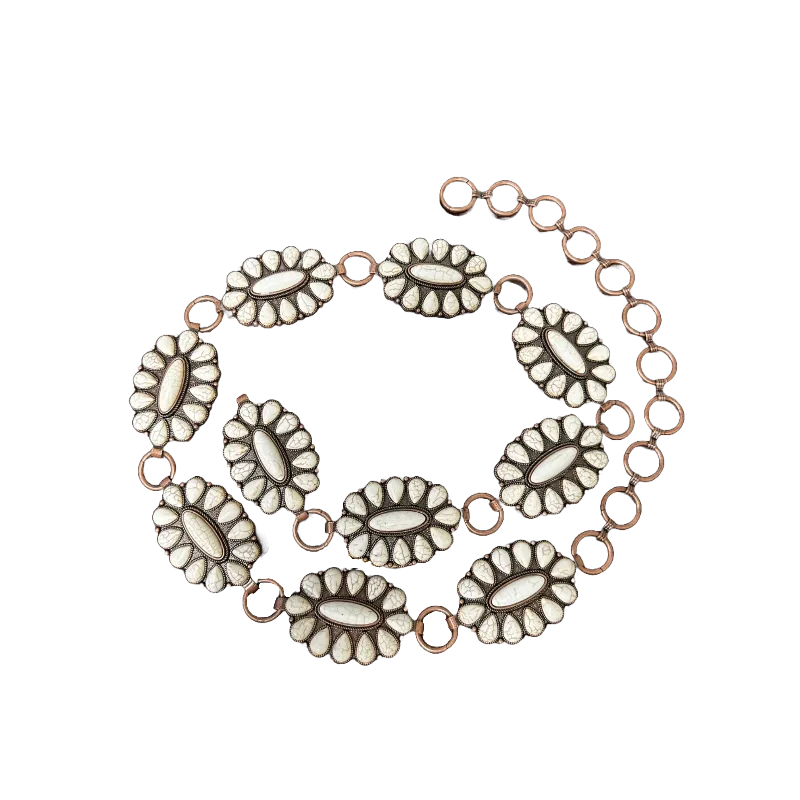 Accessories 806 Cream Concho Belt 806-BE002CWH
