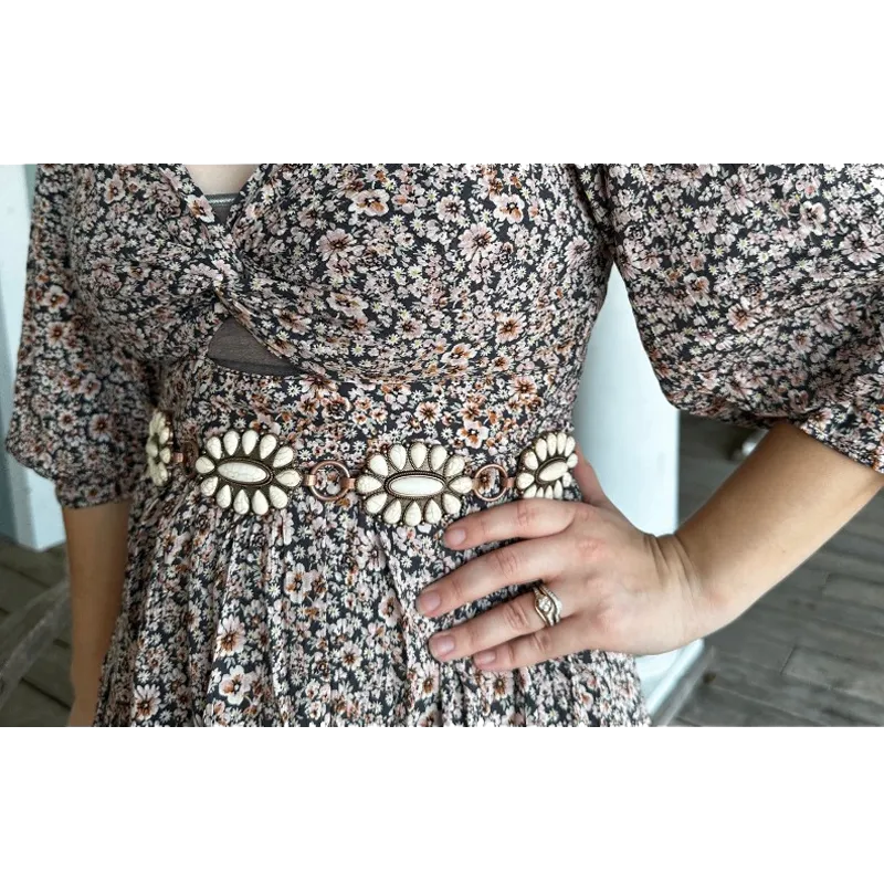 Accessories 806 Cream Concho Belt 806-BE002CWH