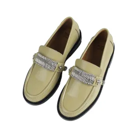 AJ1298 Buckel Loafers Cream Leather