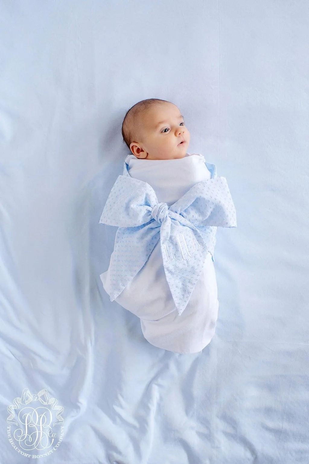 Beaufort Bonnet Bow Swaddle, Buckhead Blue Dallas Dot