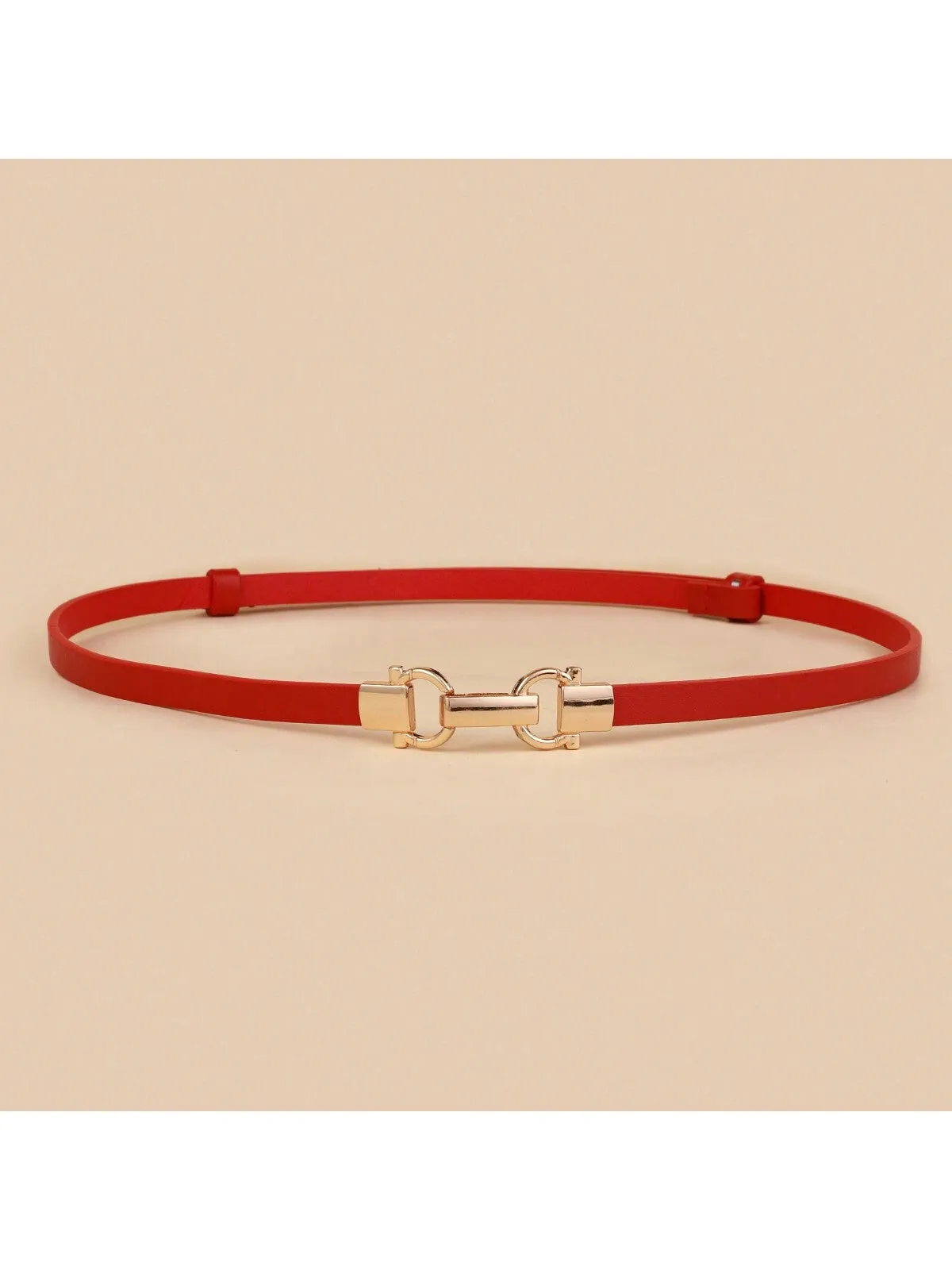 Black Thin Adjustable Length Buckled Waist Belt For Dresses Decoration