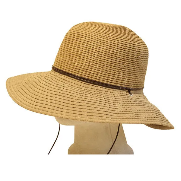 Boardwalk Style - Straw and Ribbon Lampshade Hat With Cord