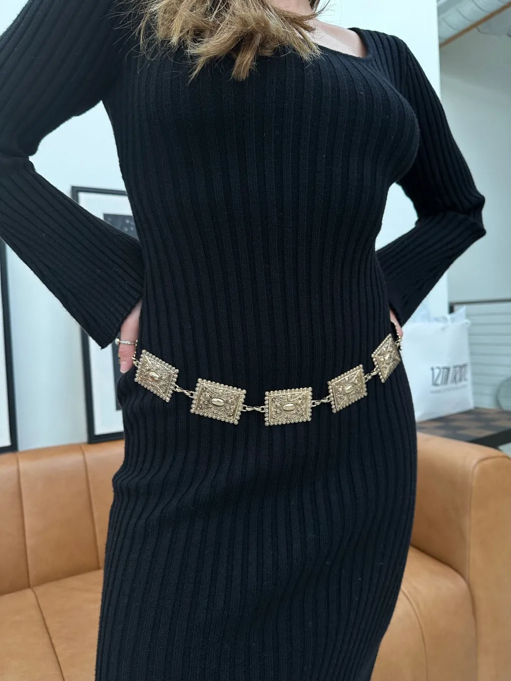 Bronze Square Chain Belt
