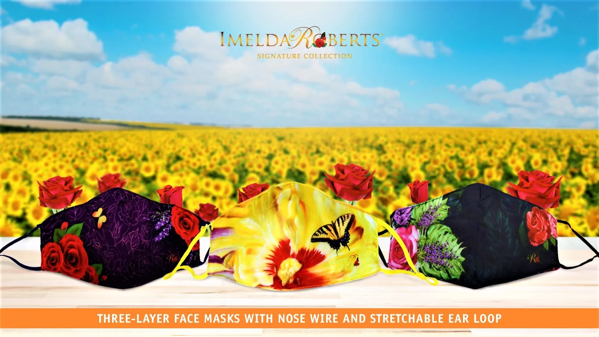 BSM-Art Wear - Face Masks P1- Set of Three - Rosy Sunny Set