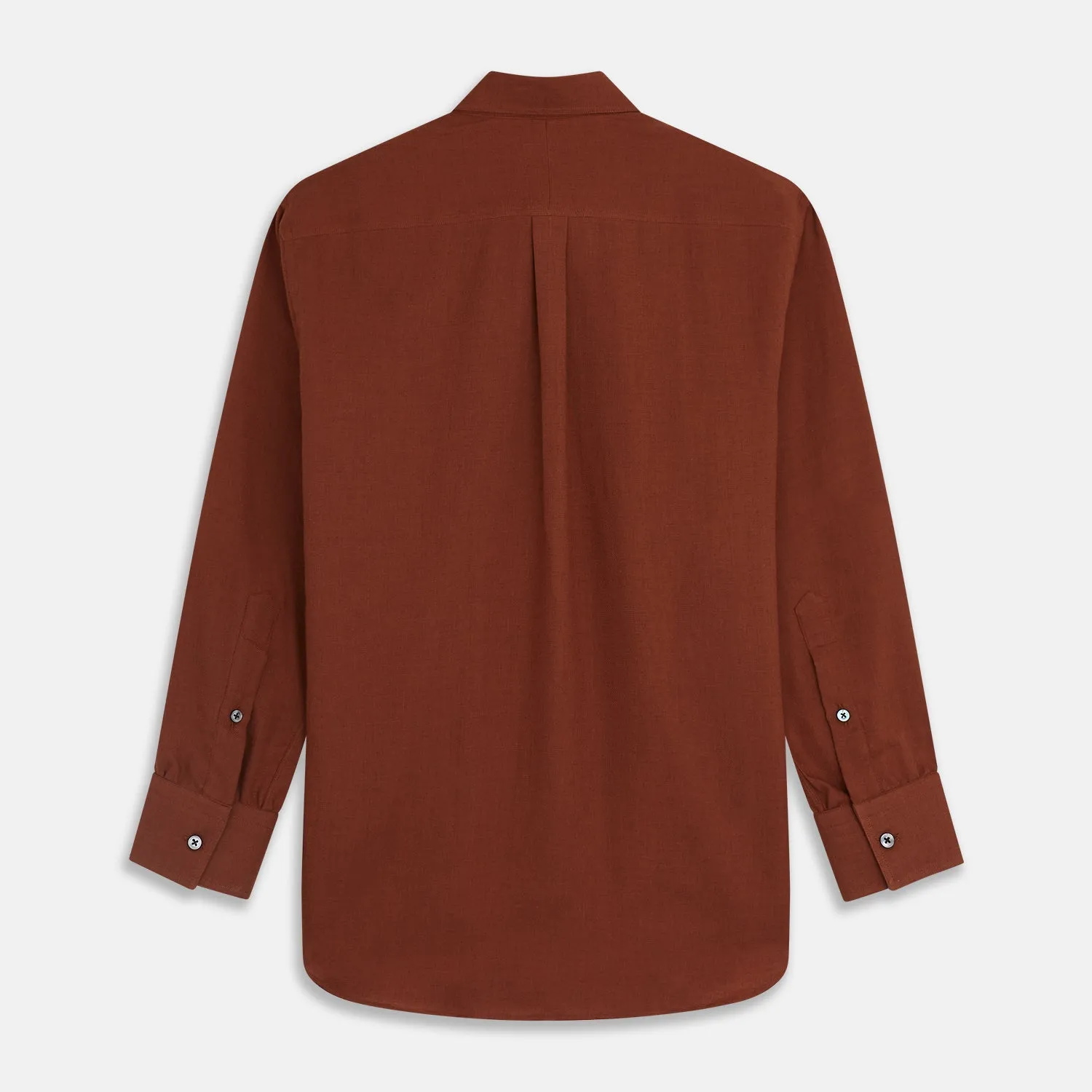 Burgundy Cotton and Cashmere Weekend Fit Shirt with Dorset Collar and 1-Button Cuffs
