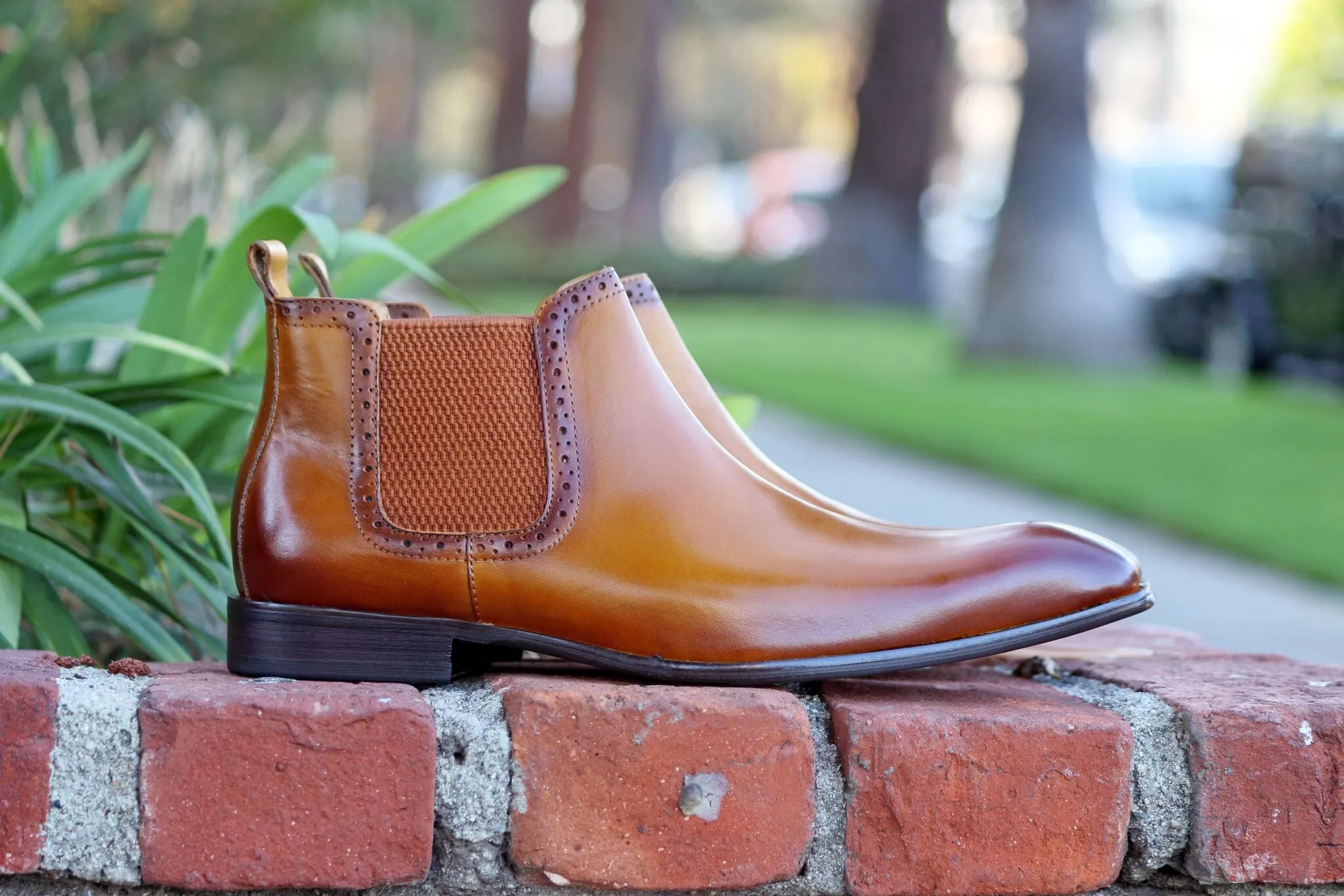 Burnished Calfskin Belt Cognac