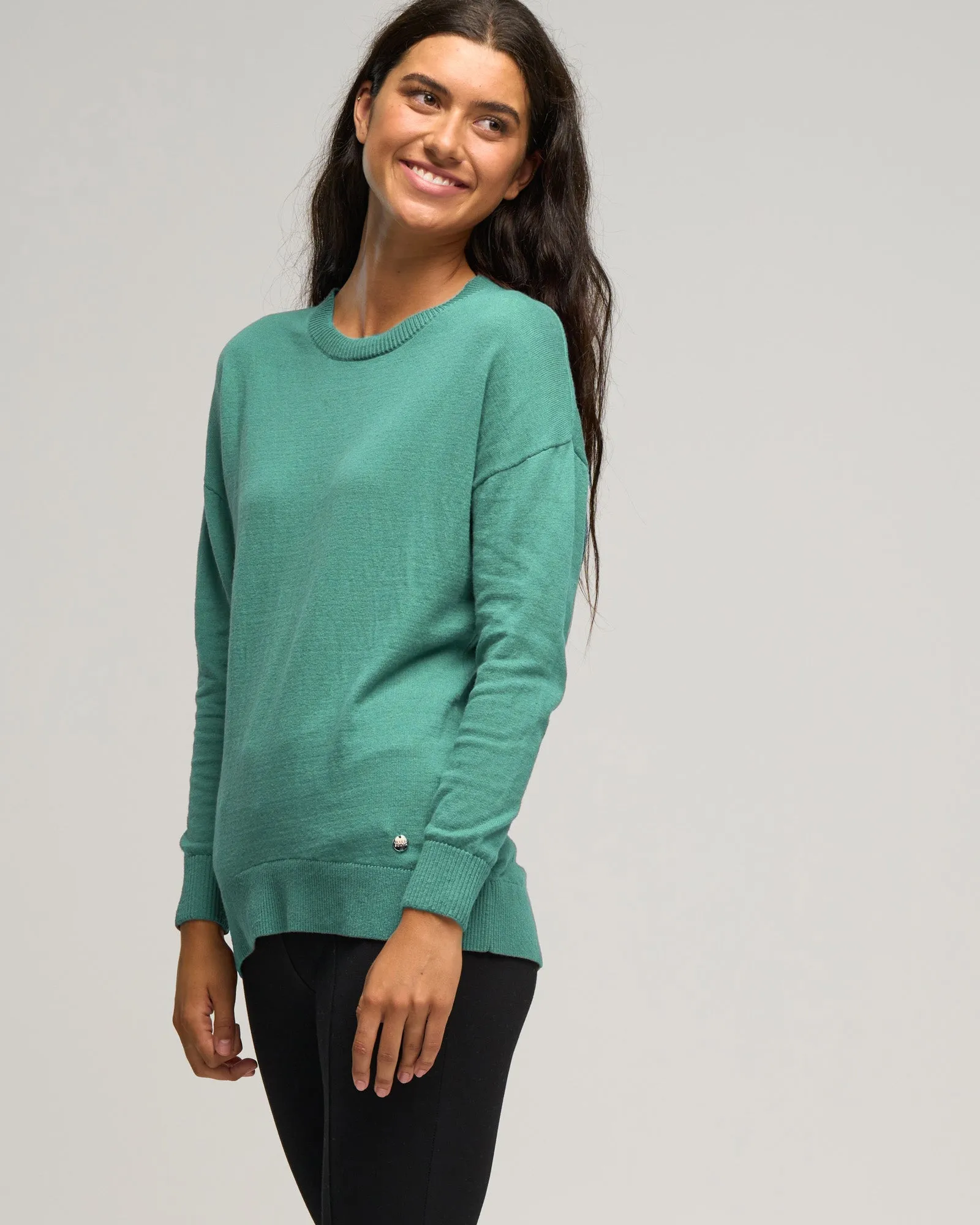CASHMERE COTTON SWINGY CREW