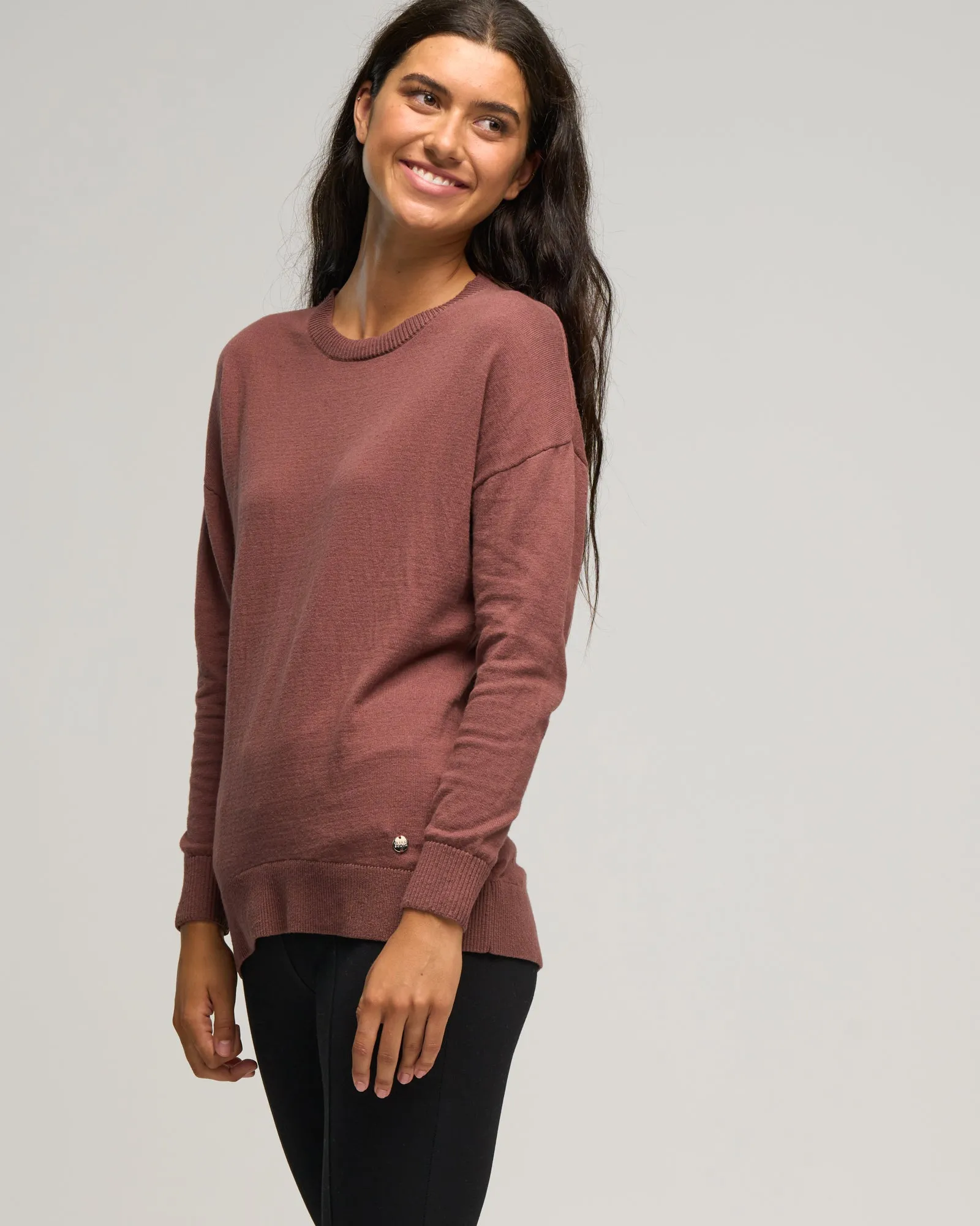 CASHMERE COTTON SWINGY CREW