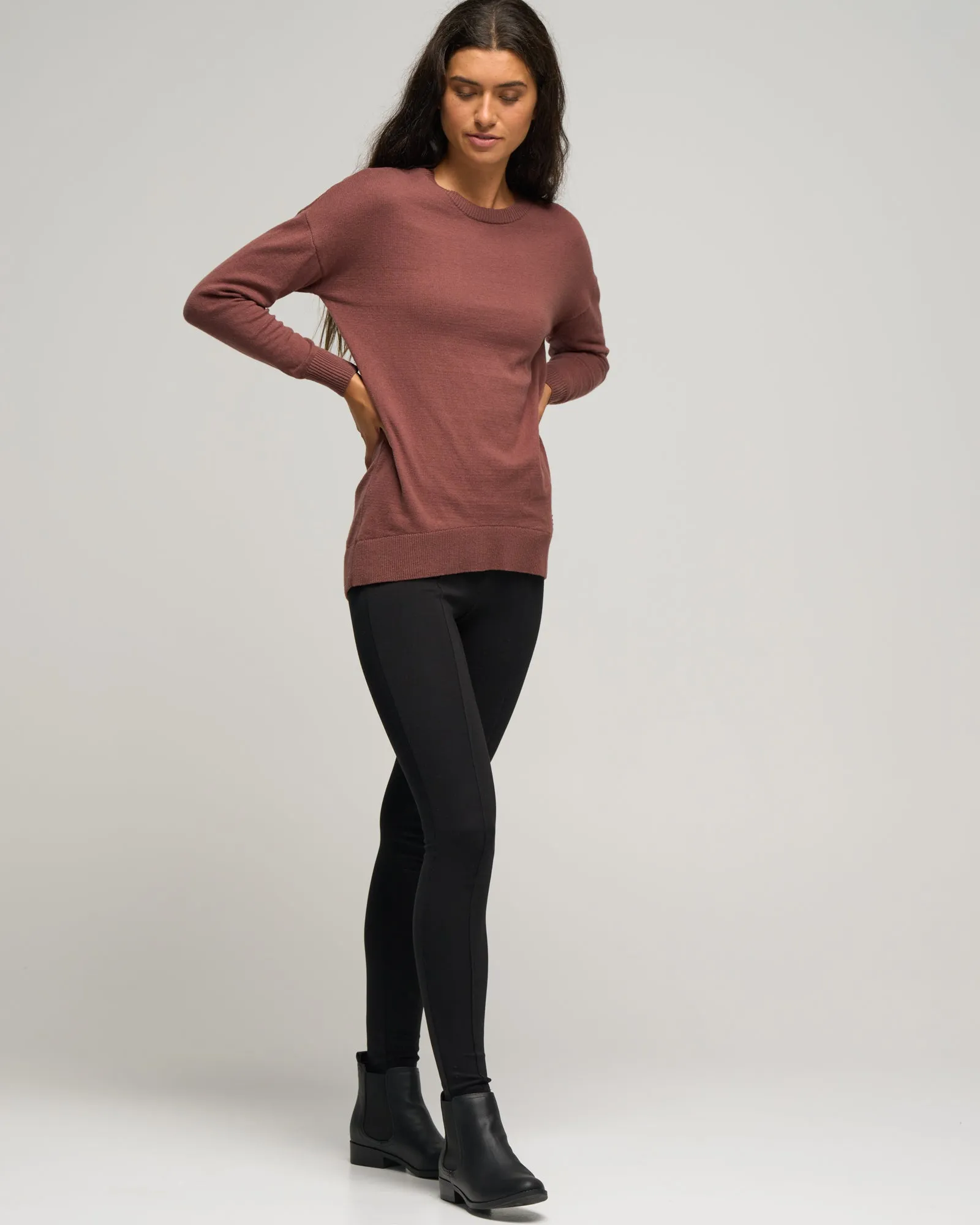 CASHMERE COTTON SWINGY CREW
