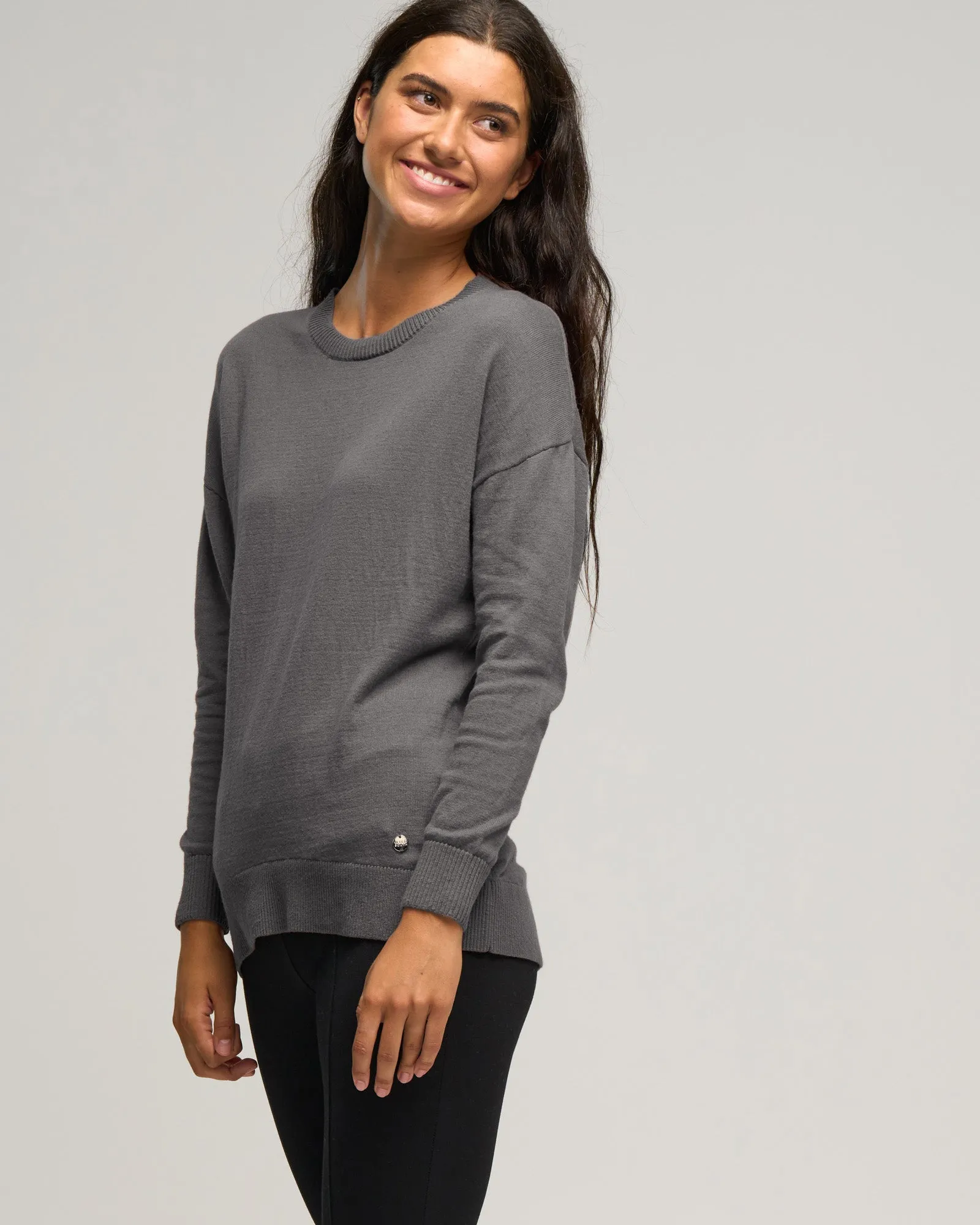 CASHMERE COTTON SWINGY CREW