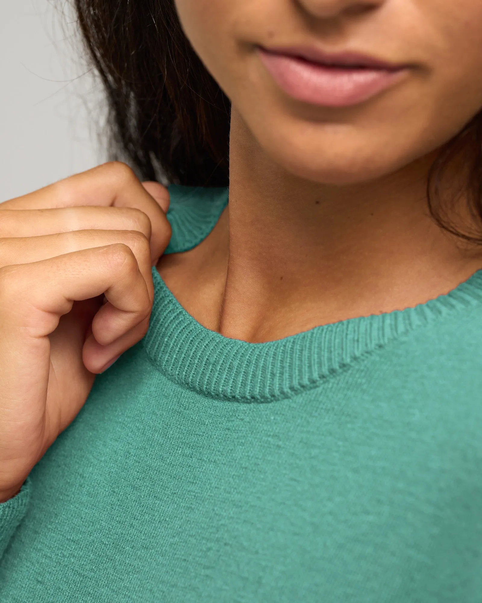 CASHMERE COTTON SWINGY CREW