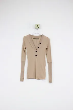 Cashmere L/S Cuffed Henley