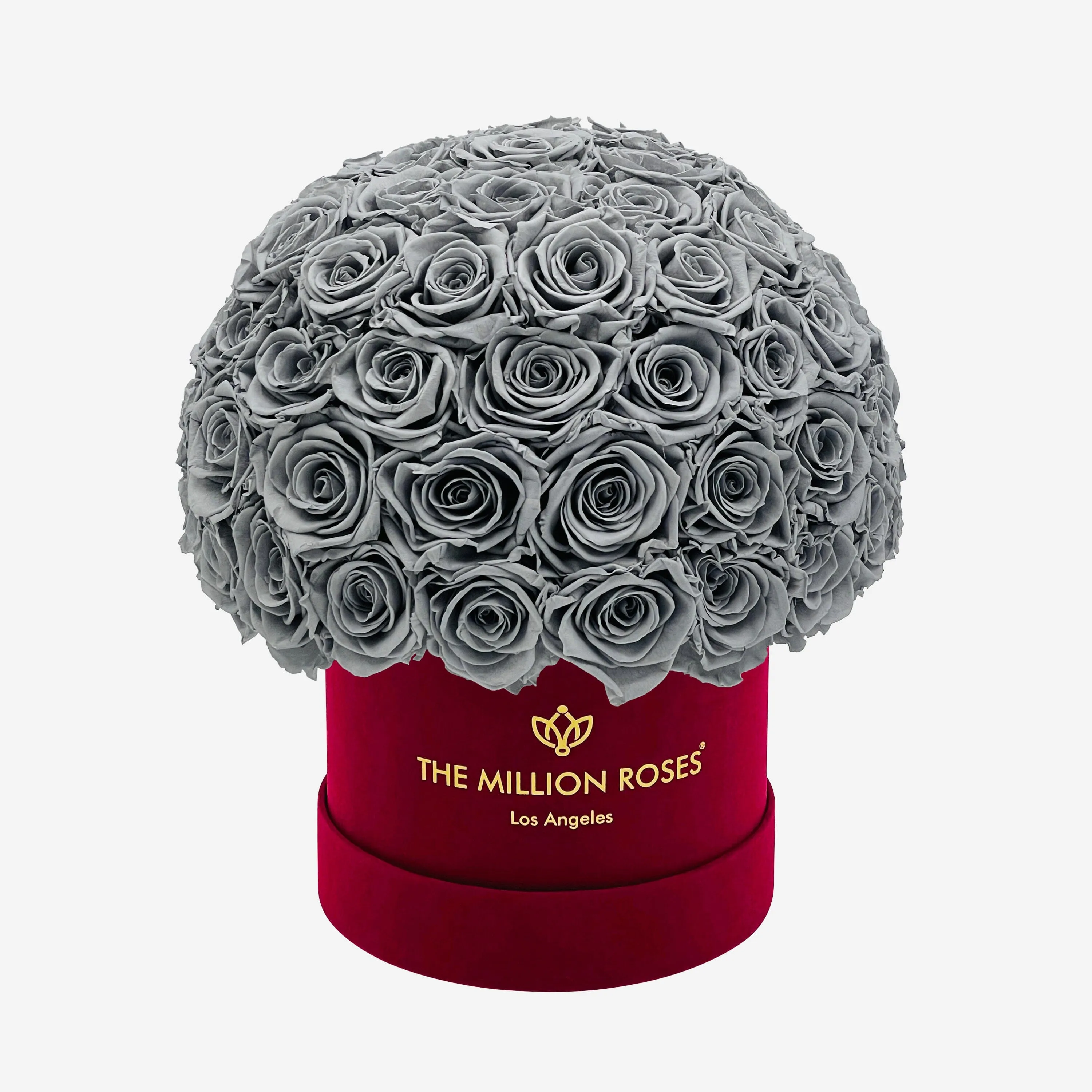 Classic Bordeaux Suede Superdome Box | Pastel Grey Roses