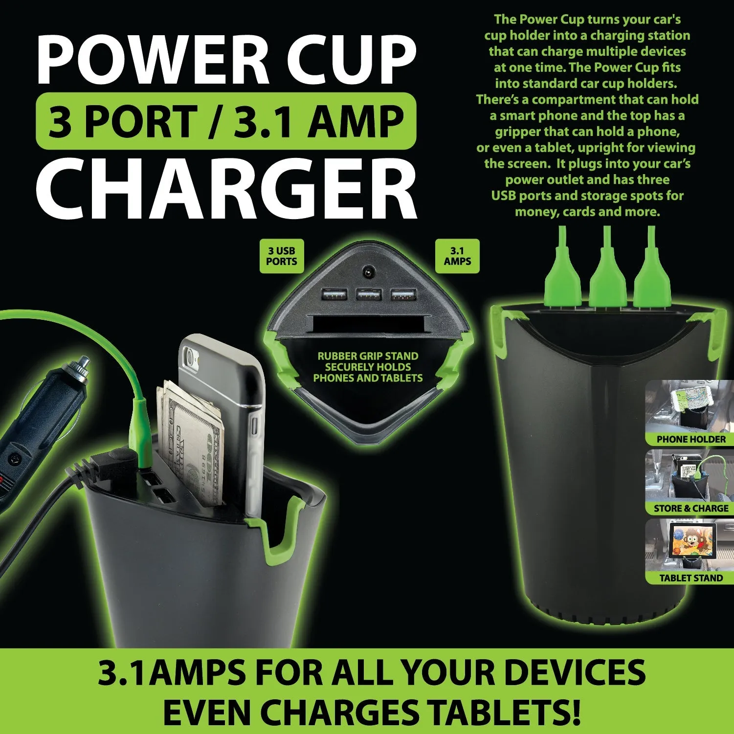 Cup Holder Multi-Port Charger - 2 Pieces Per Pack 23628
