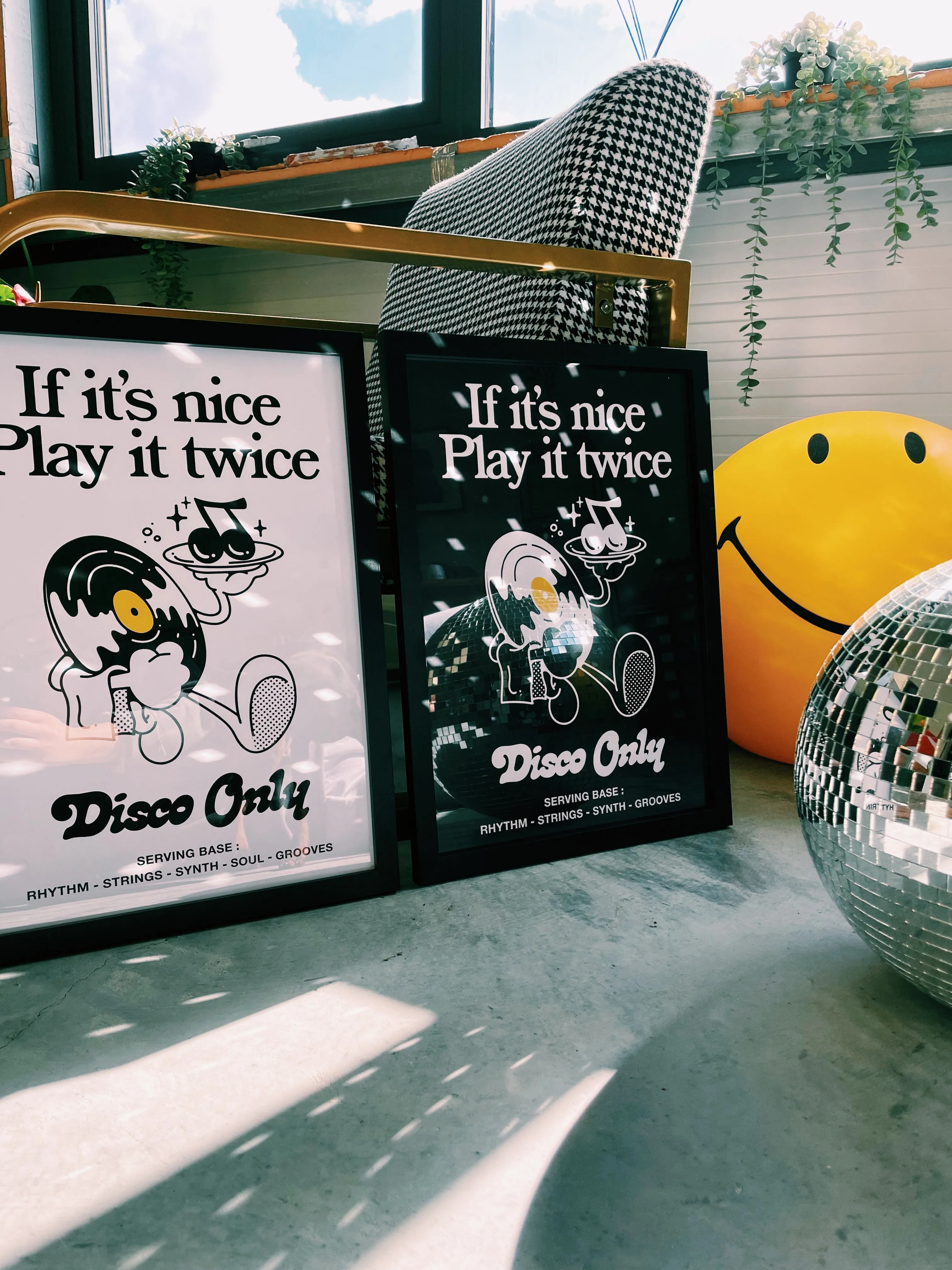 DISCO ONLY 'Play it Twice V2' Print - White