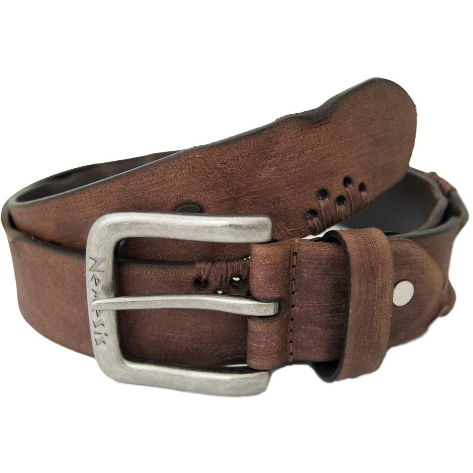 Distressed Brown Leather Belt