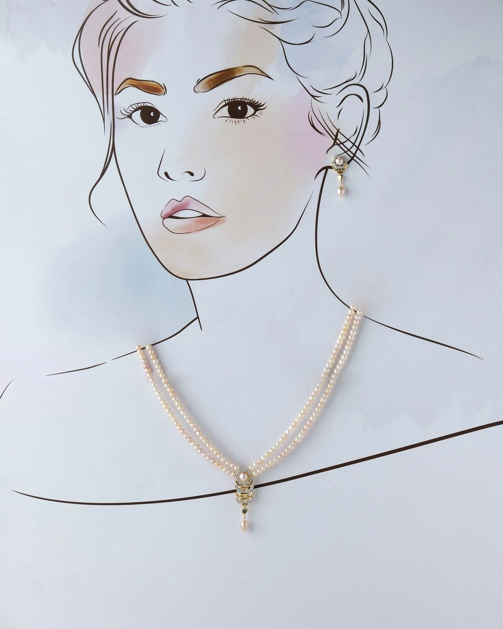 Elegant Pearl Necklace Set