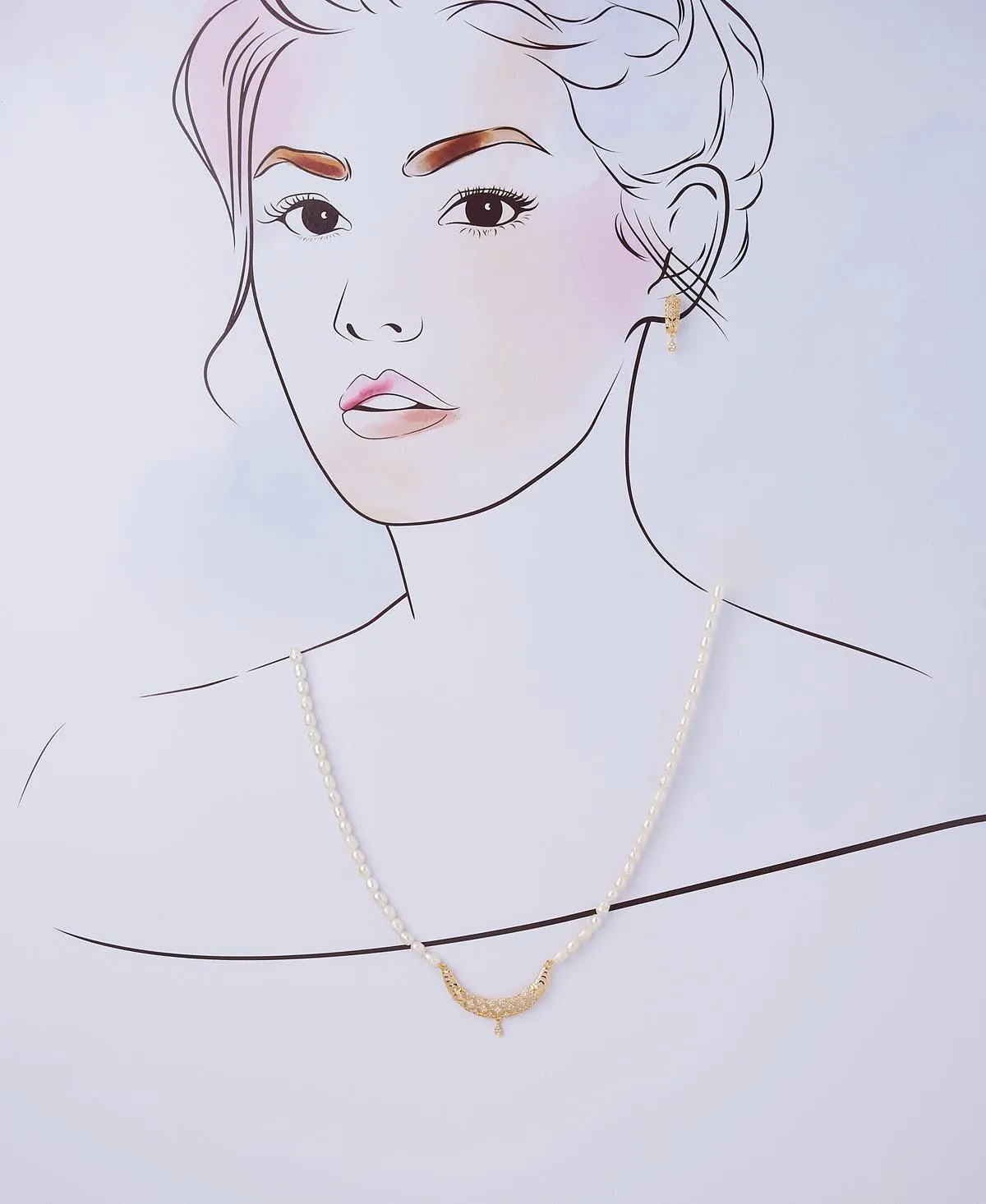 Elegant Real Pearl Necklace Set