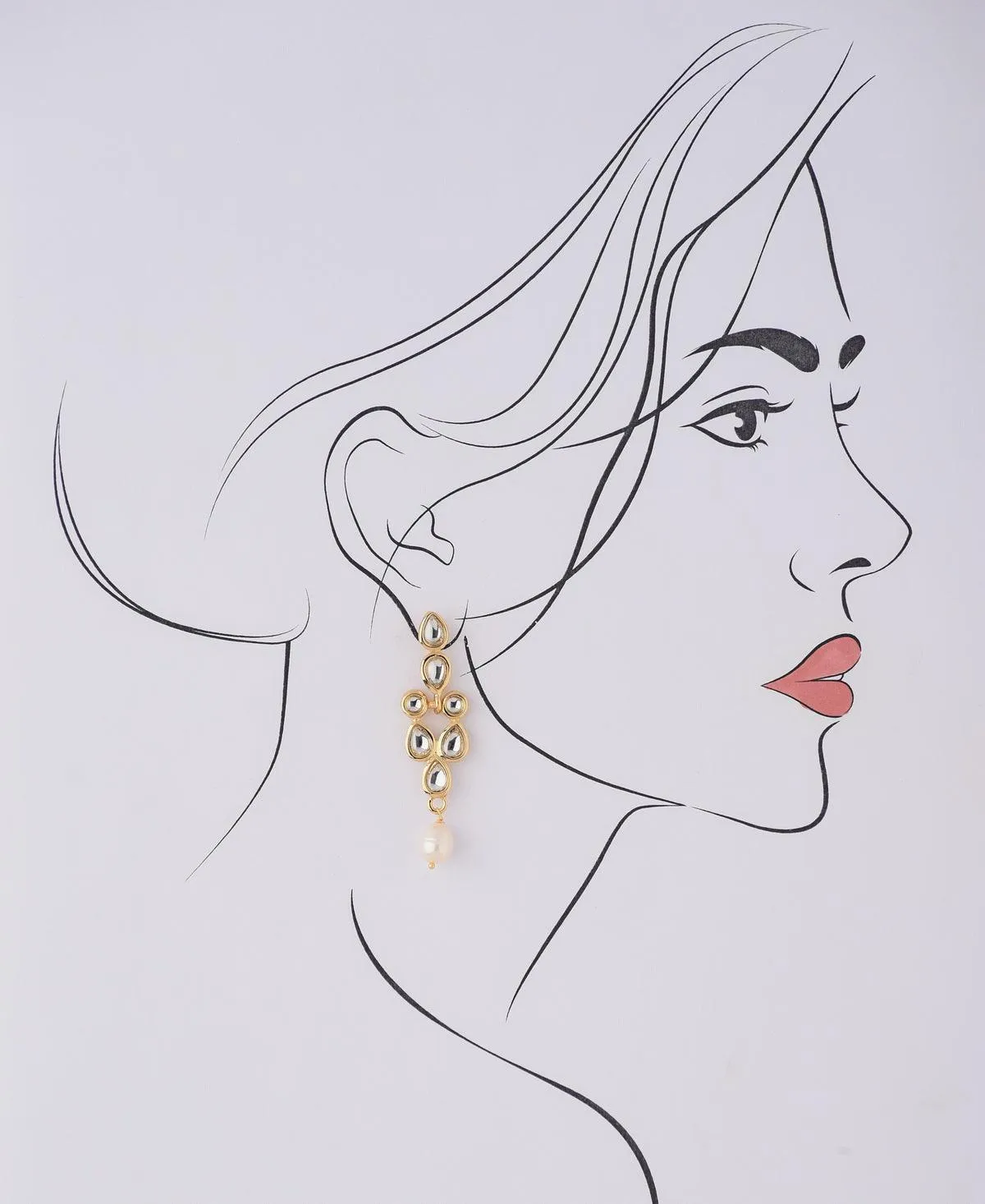 Ethnic Real Pearl Hanging Earring