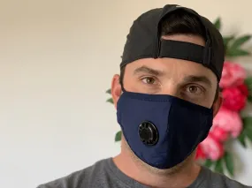 Final Sale: Reusable Cotton Face Mask with Valve & Carbon Filter - 2 Pack