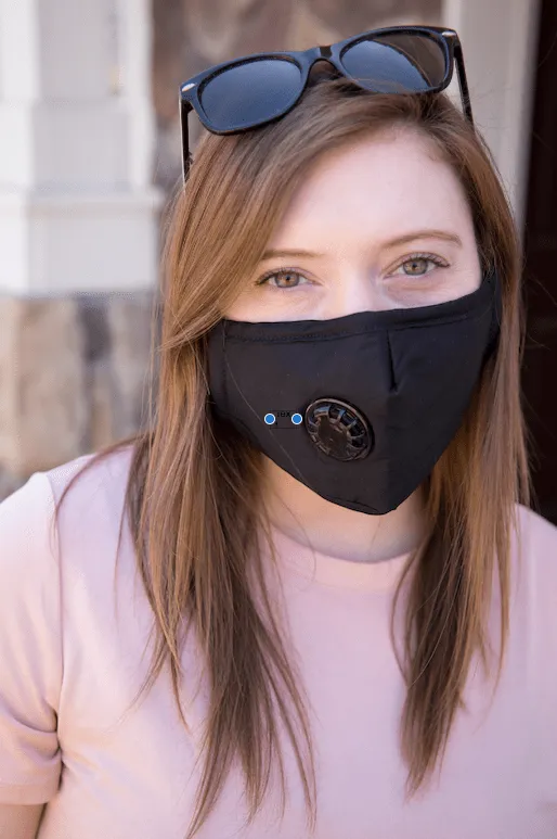 Final Sale: Reusable Cotton Face Mask with Valve & Carbon Filter - 2 Pack