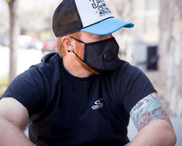 Final Sale: Reusable Cotton Face Mask with Valve & Carbon Filter - 2 Pack