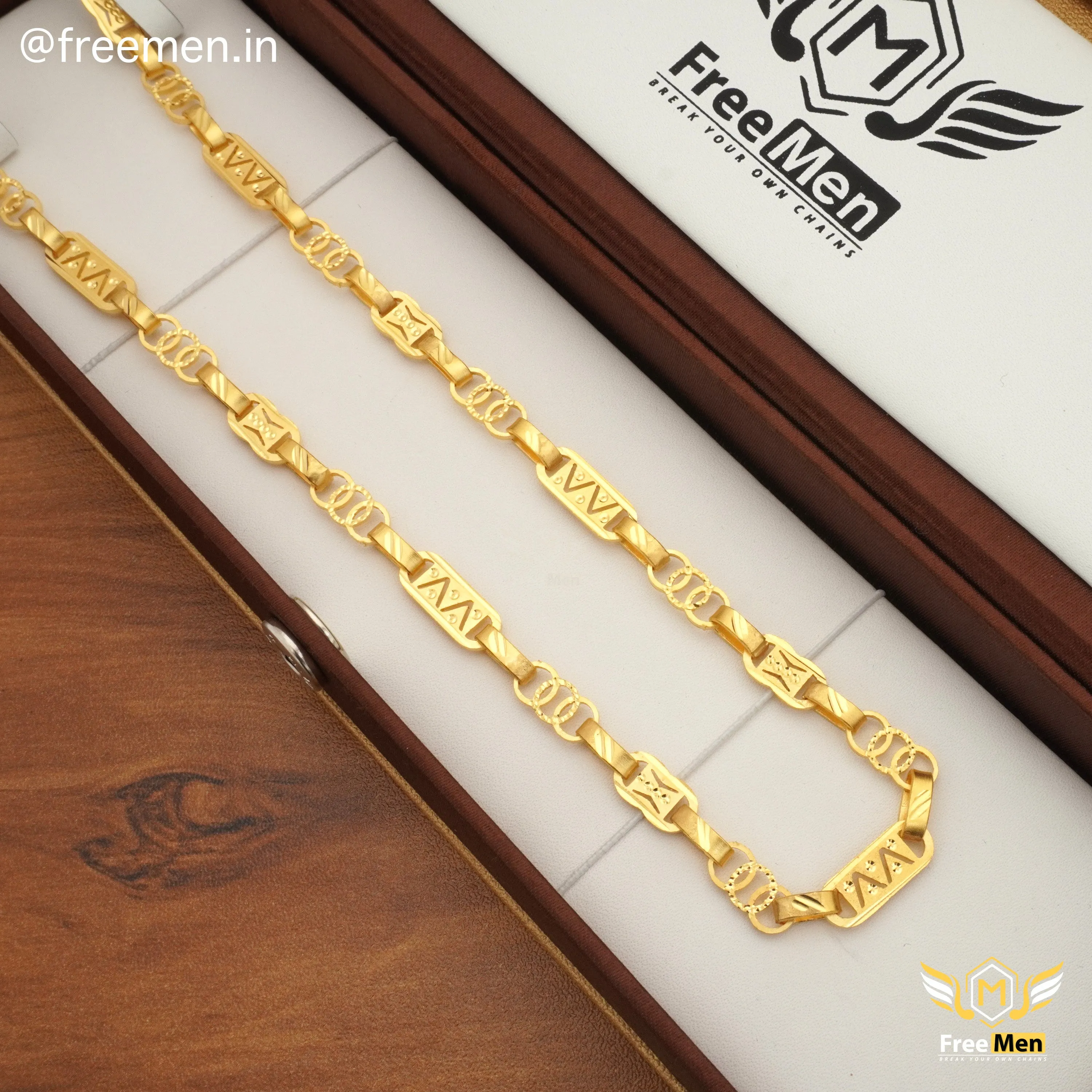 Freemen Elegant Laser Cutting Nawabi Chain Gold Plated- FMGC19