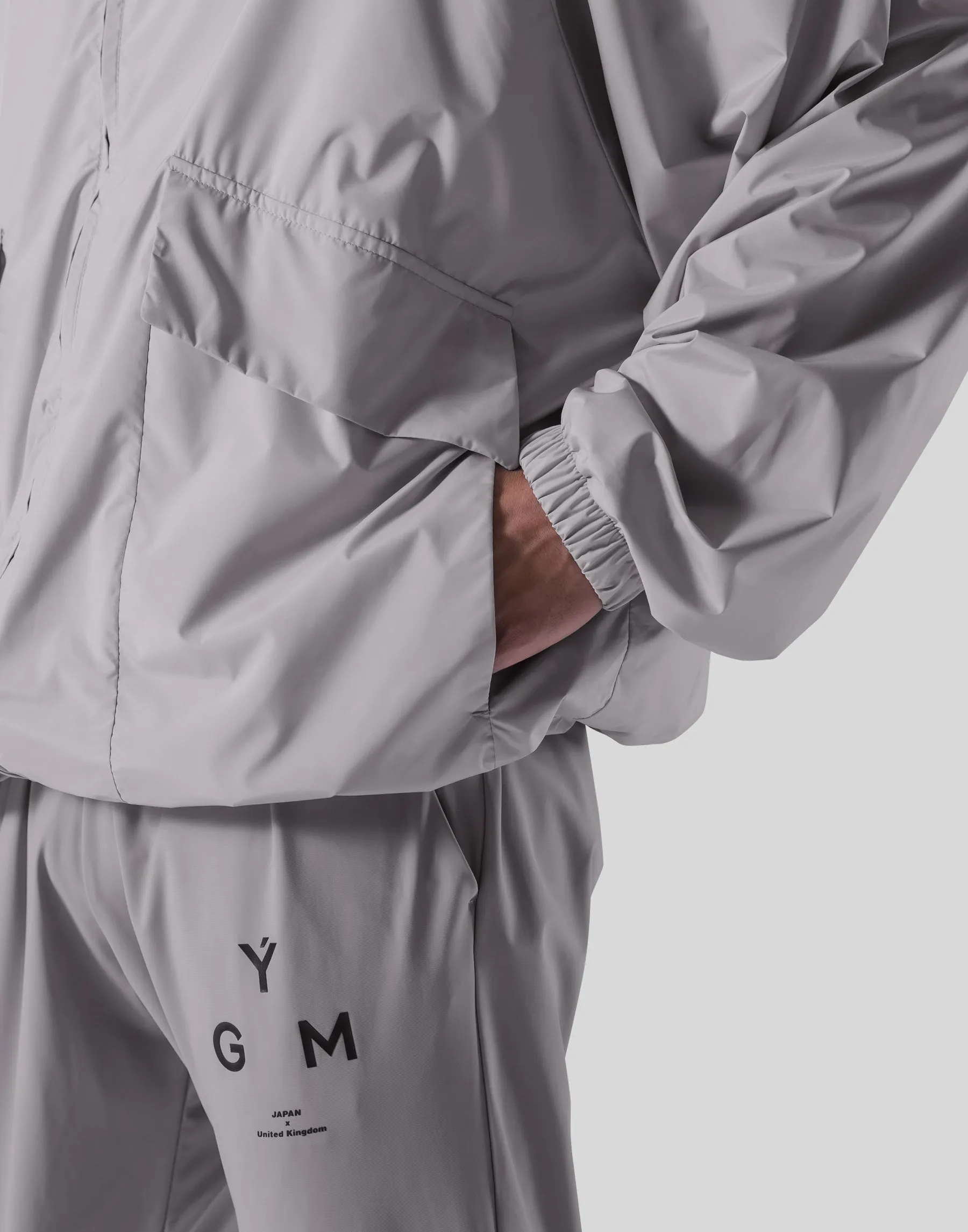 GÝM Nylon Zip Up Jacket - Light Grey