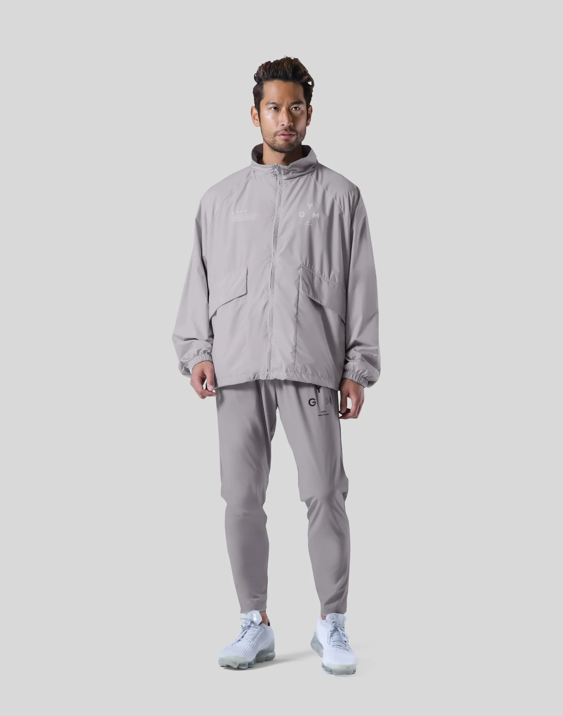 GÝM Nylon Zip Up Jacket - Light Grey