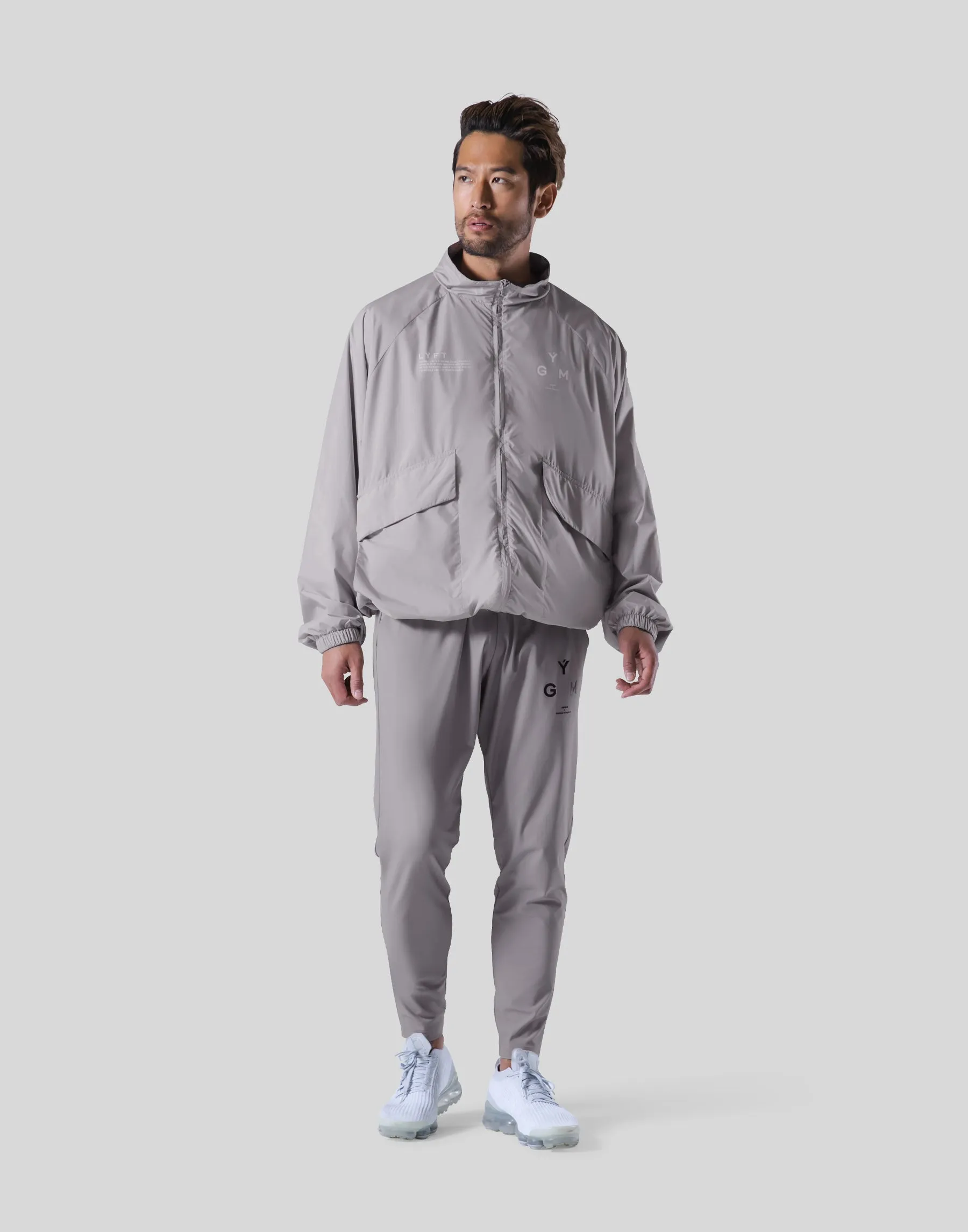GÝM Nylon Zip Up Jacket - Light Grey