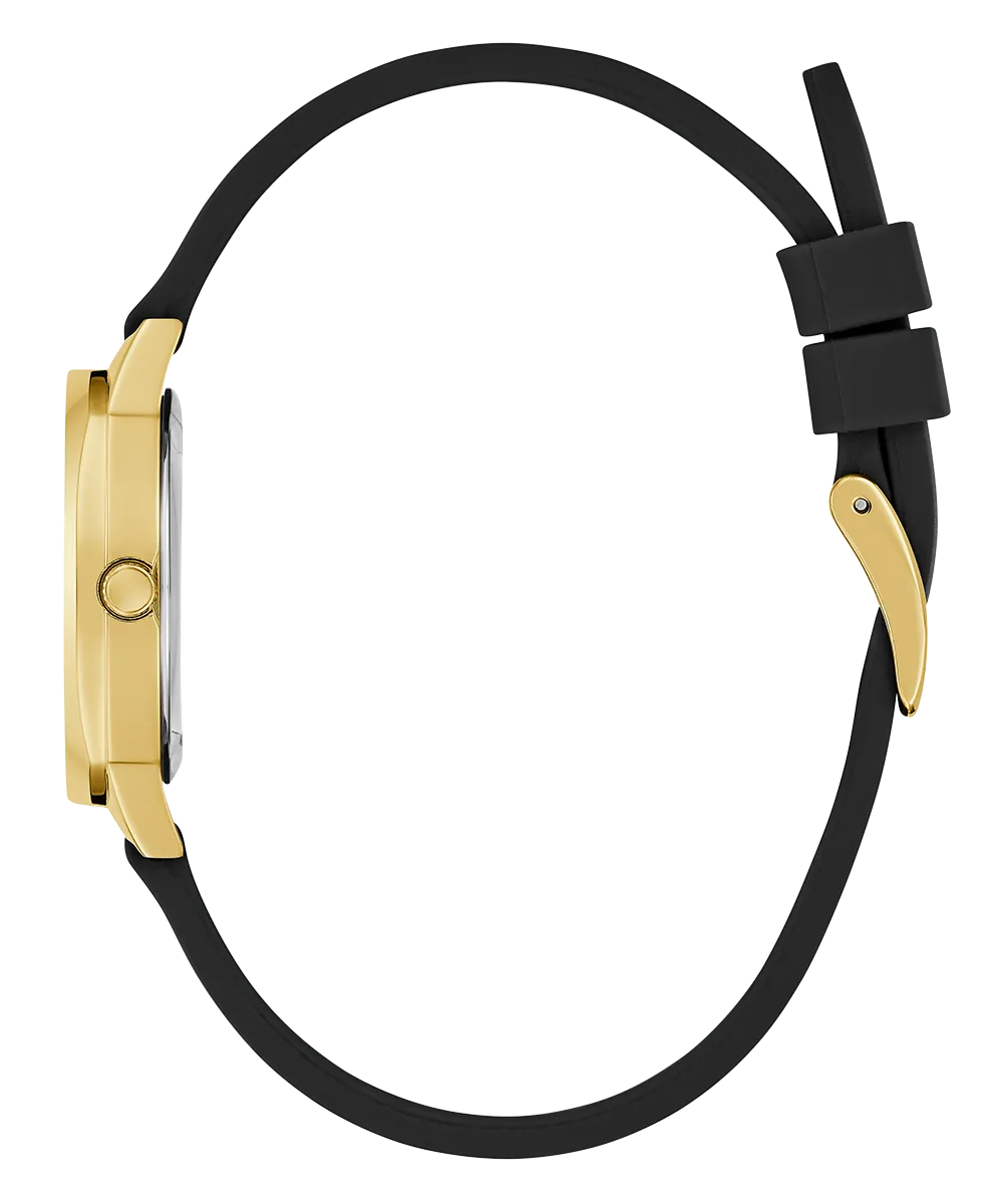 GUESS Ladies Black Gold Tone Analog Watch