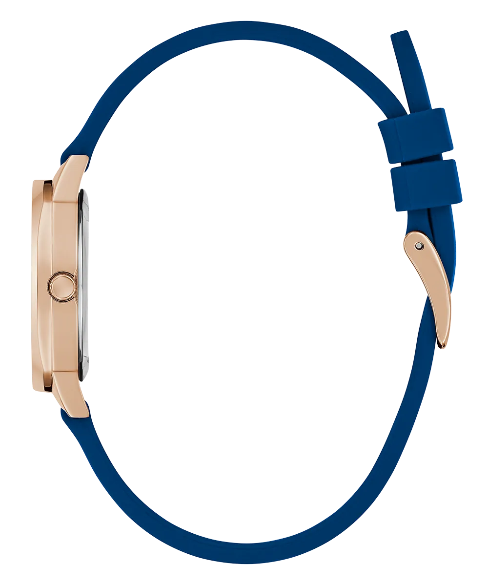GUESS Ladies Blue Rose Gold Tone Analog Watch