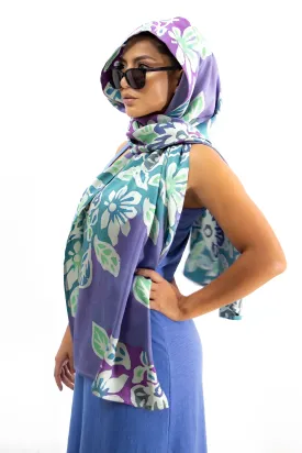 Hand Painted Silk Scarf -Floral Reef