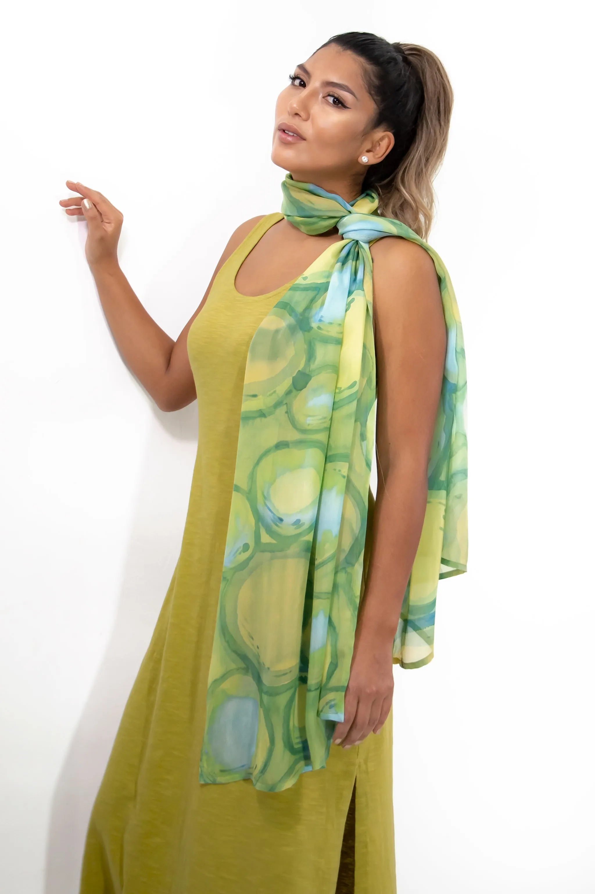Hand Painted Silk Scarf -Olio
