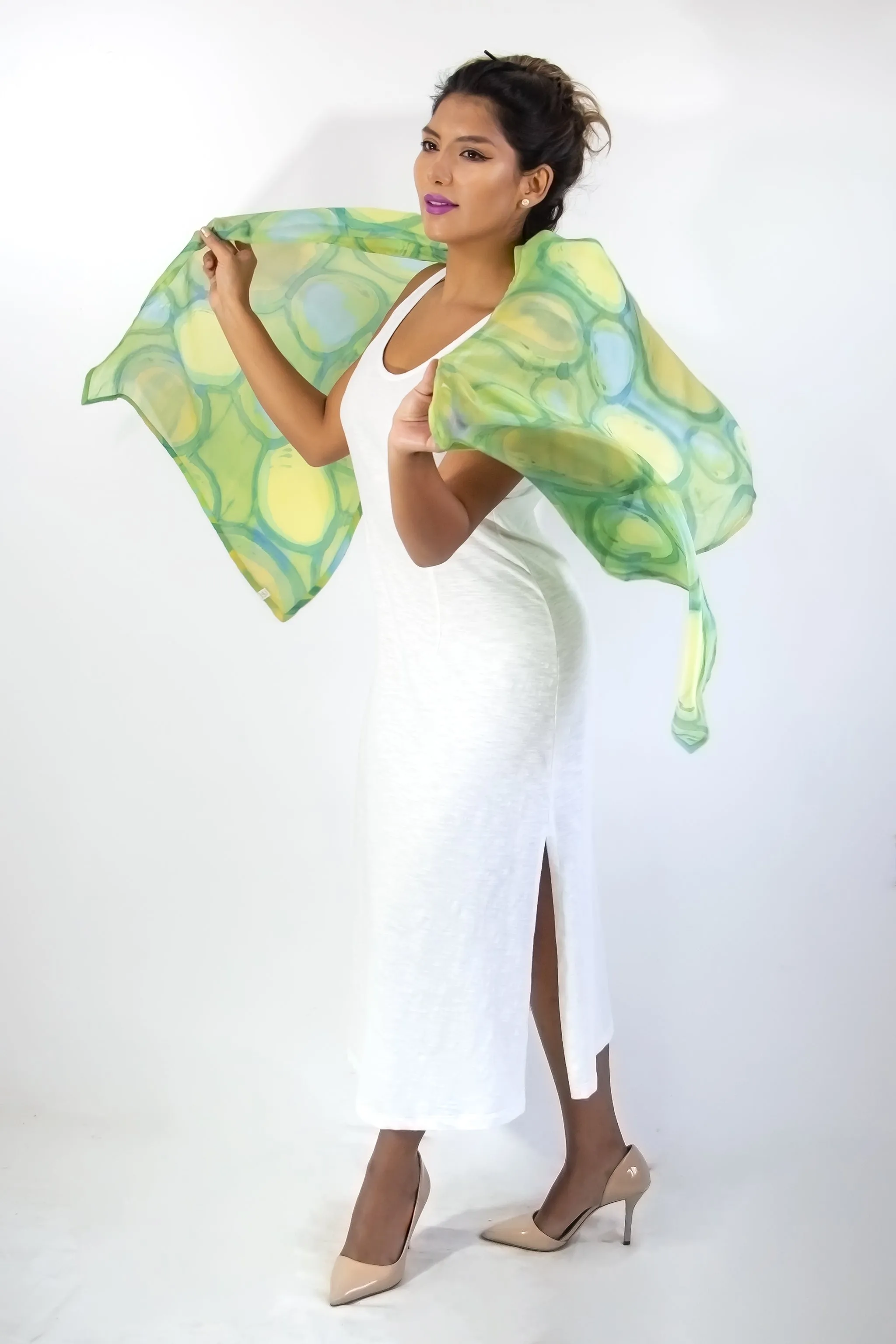 Hand Painted Silk Scarf -Olio