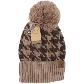 HOUNDSTOOTH POM BEANIE