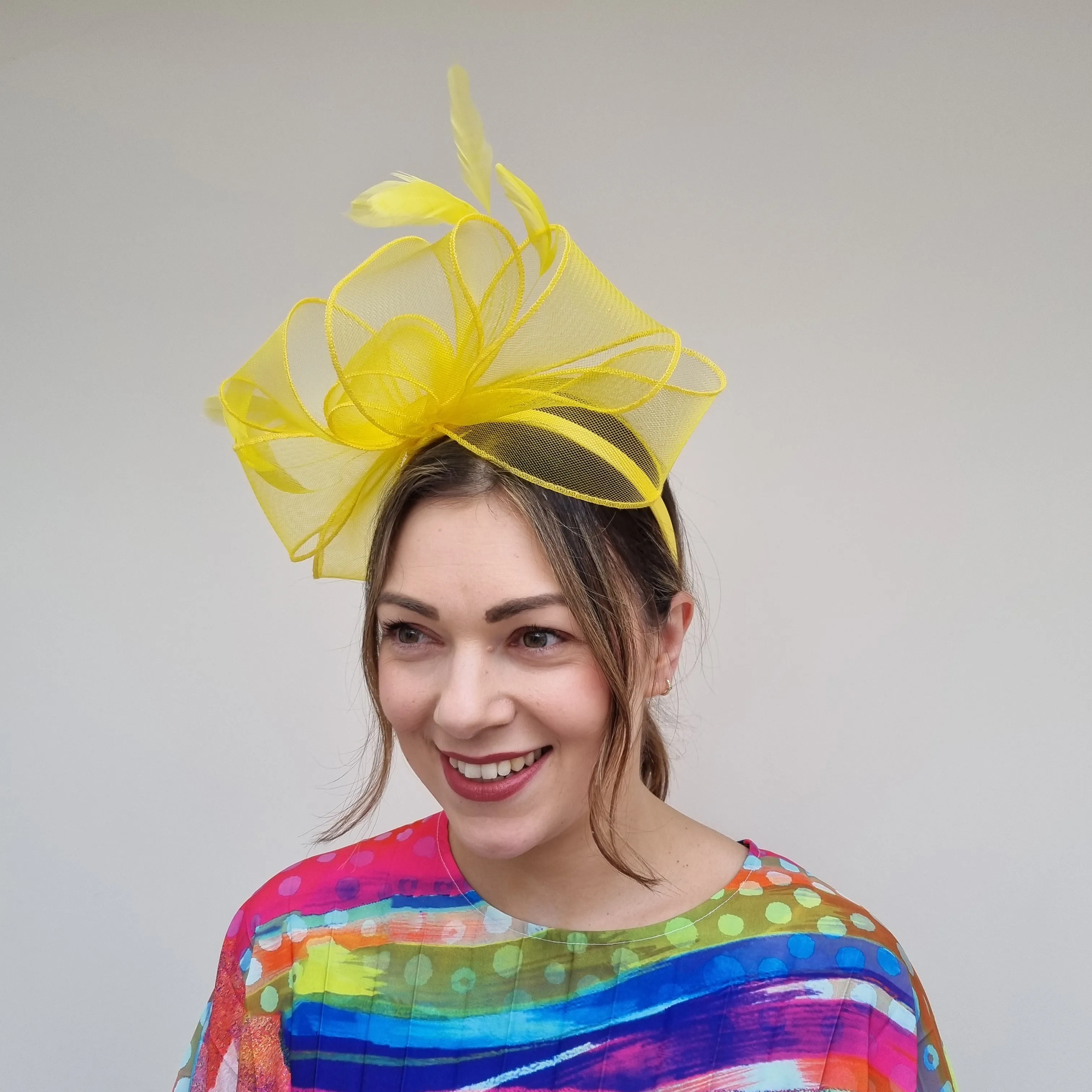 J Bees JB24/22 Crin Bow Fascinator in Yellow