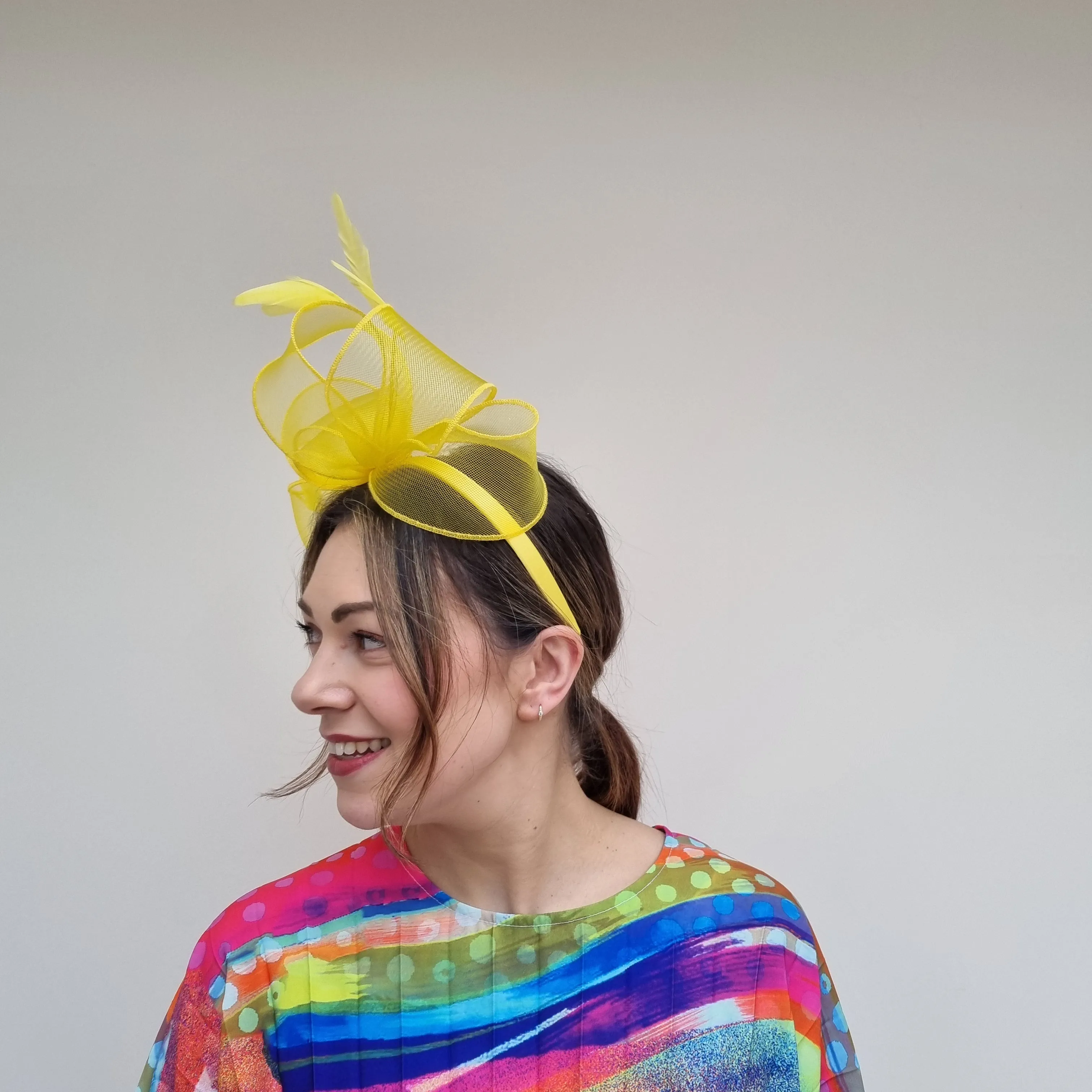J Bees JB24/22 Crin Bow Fascinator in Yellow