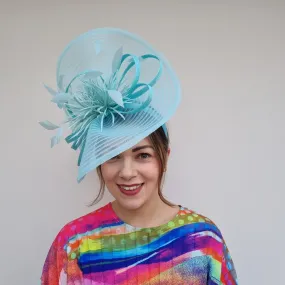 JBees JB24/15 Large Patterned Crin Fascinator with Feathers In Blues