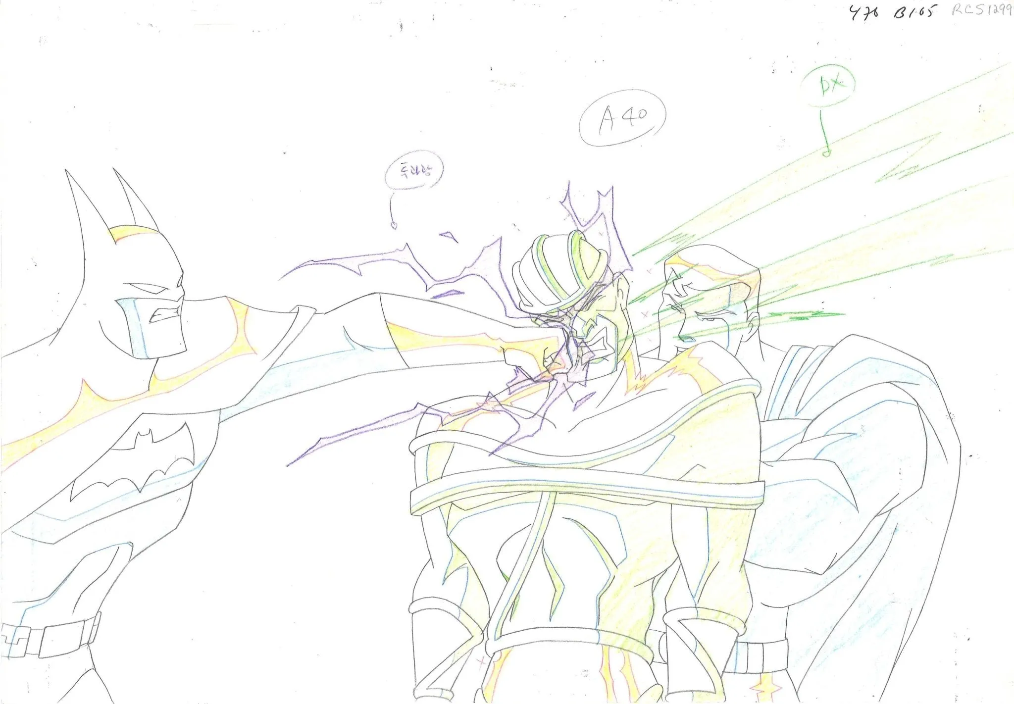 Justice League Original Production Drawing: Batman and Superman