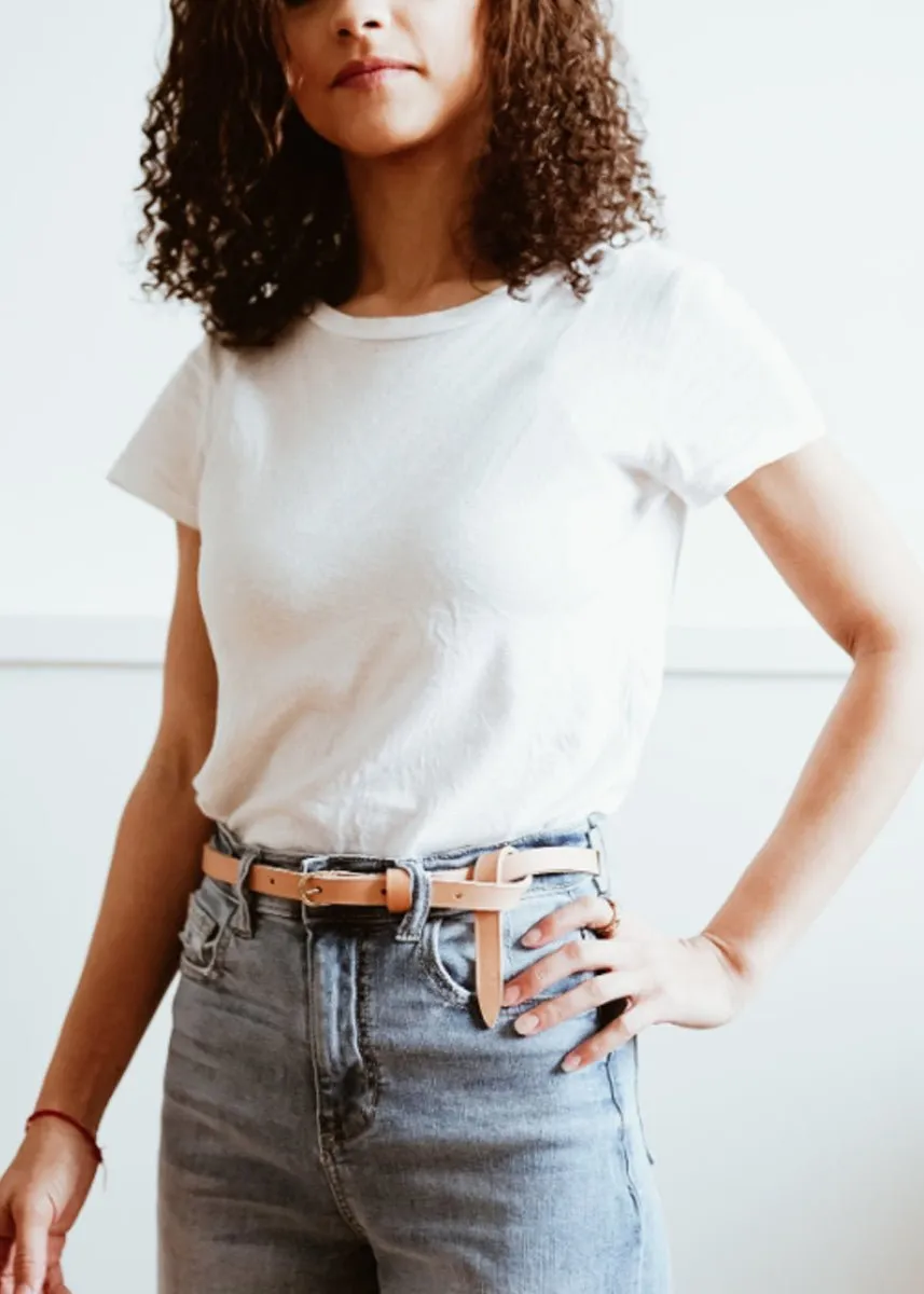 Luna Goods Hand Stitched Leather Belt Natural