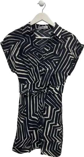MANGO Blue Patterned Mini Dress UK XS
