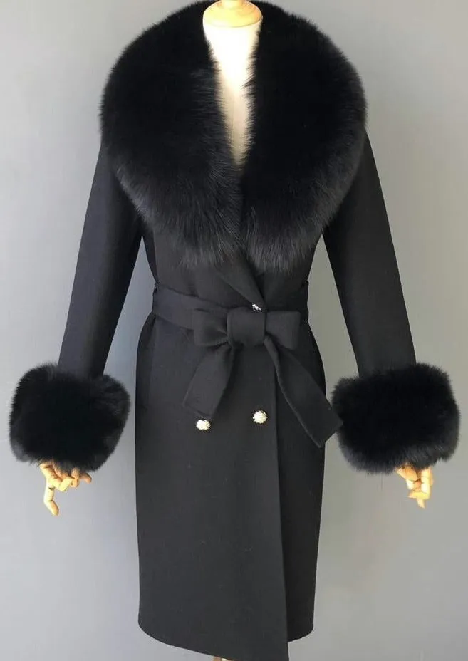 Mayfair Cashmere & Wool Blend Fox Fur Coat