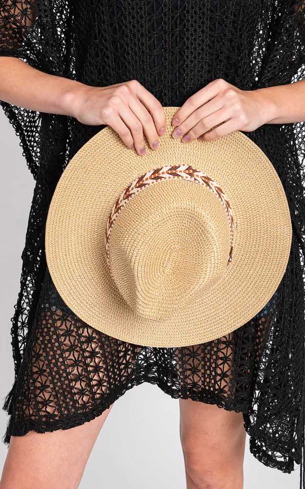 MH0148 AZTEC PATTERN BAND STRAW HAT