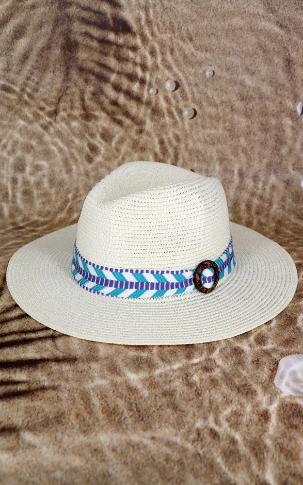 MH0148 AZTEC PATTERN BAND STRAW HAT
