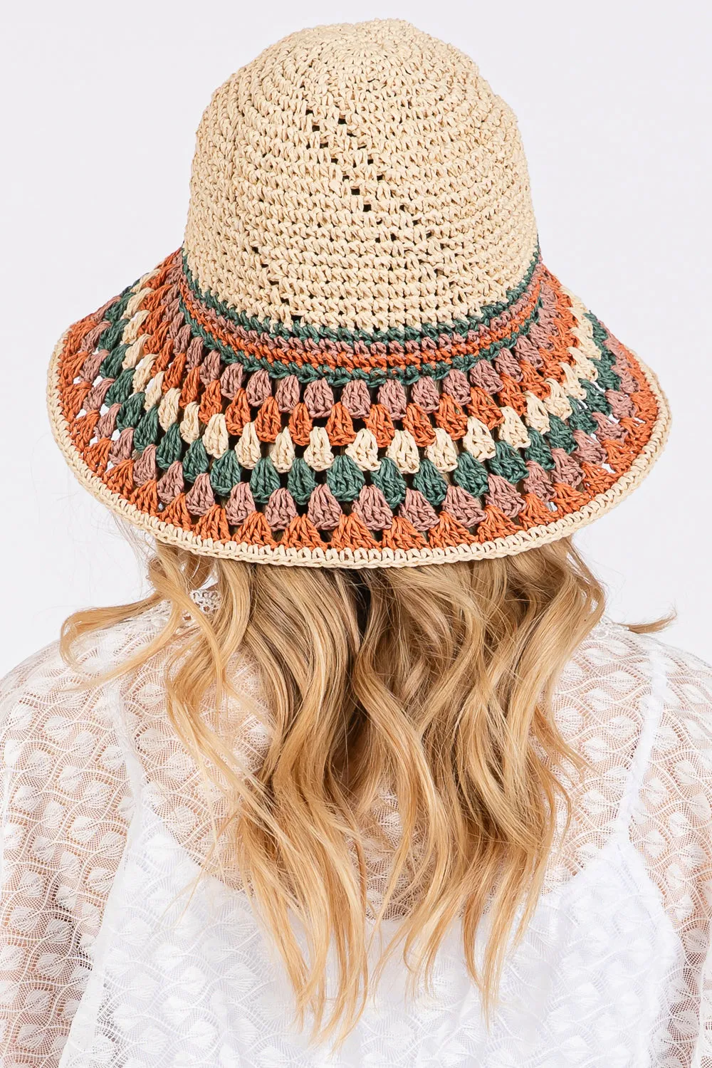 MH0212 MULTI COLOR STRAW BUCKET HAT